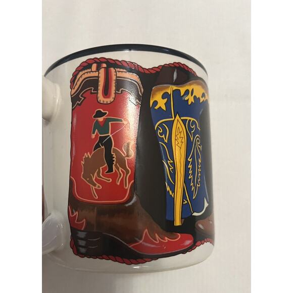 Vintage 1993 Potpourri Designs “Two Steppin” Western Cowboy Boots Coffee Mug - Picture 3 of 7